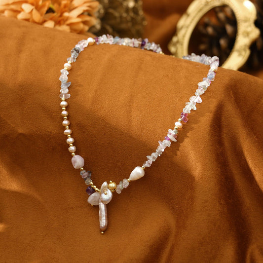 Pipa bead pearl necklace