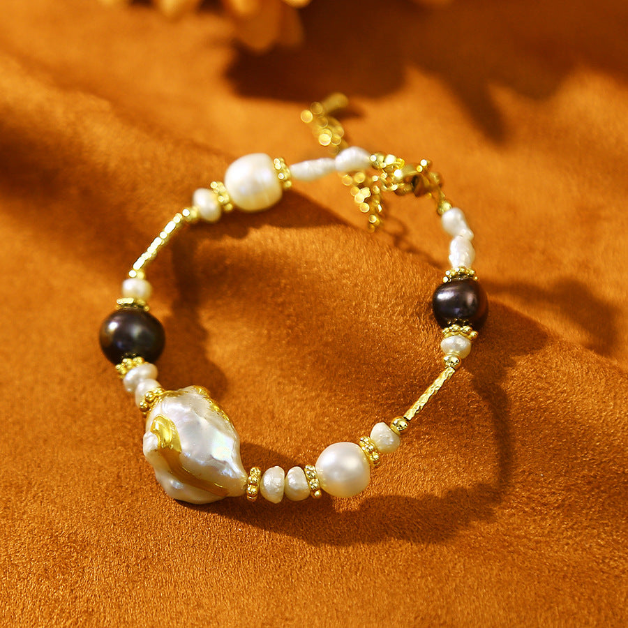 Hand painted Baroque pearl bracelet