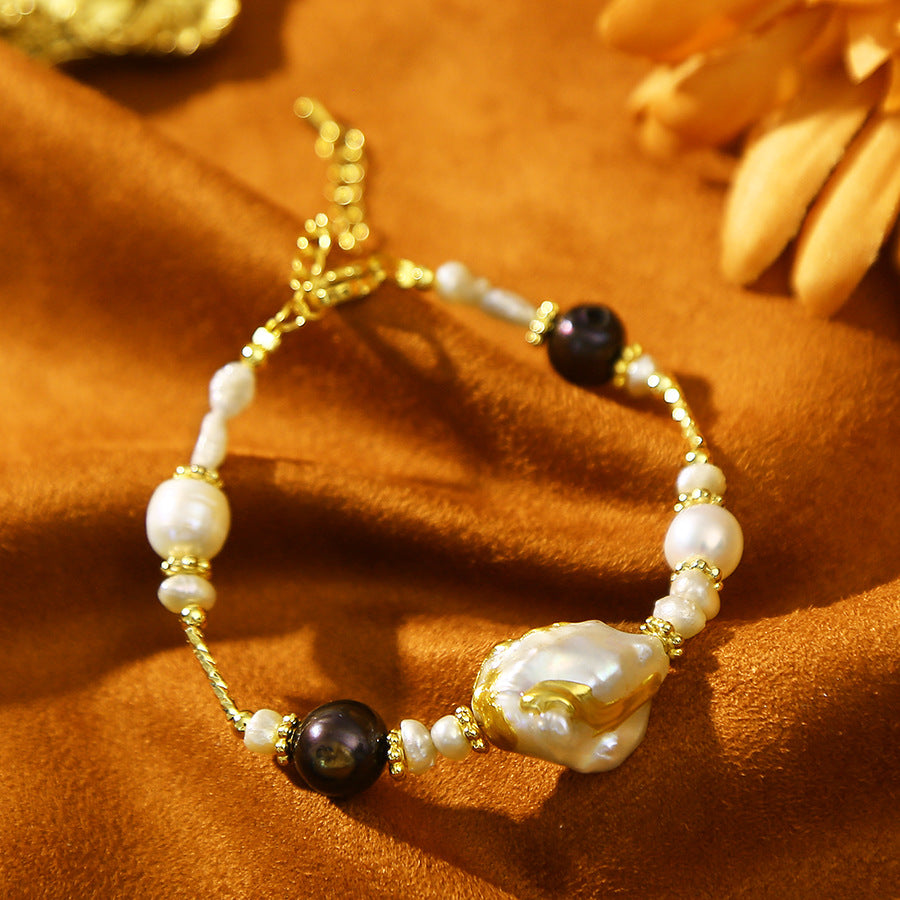 Hand painted Baroque pearl bracelet