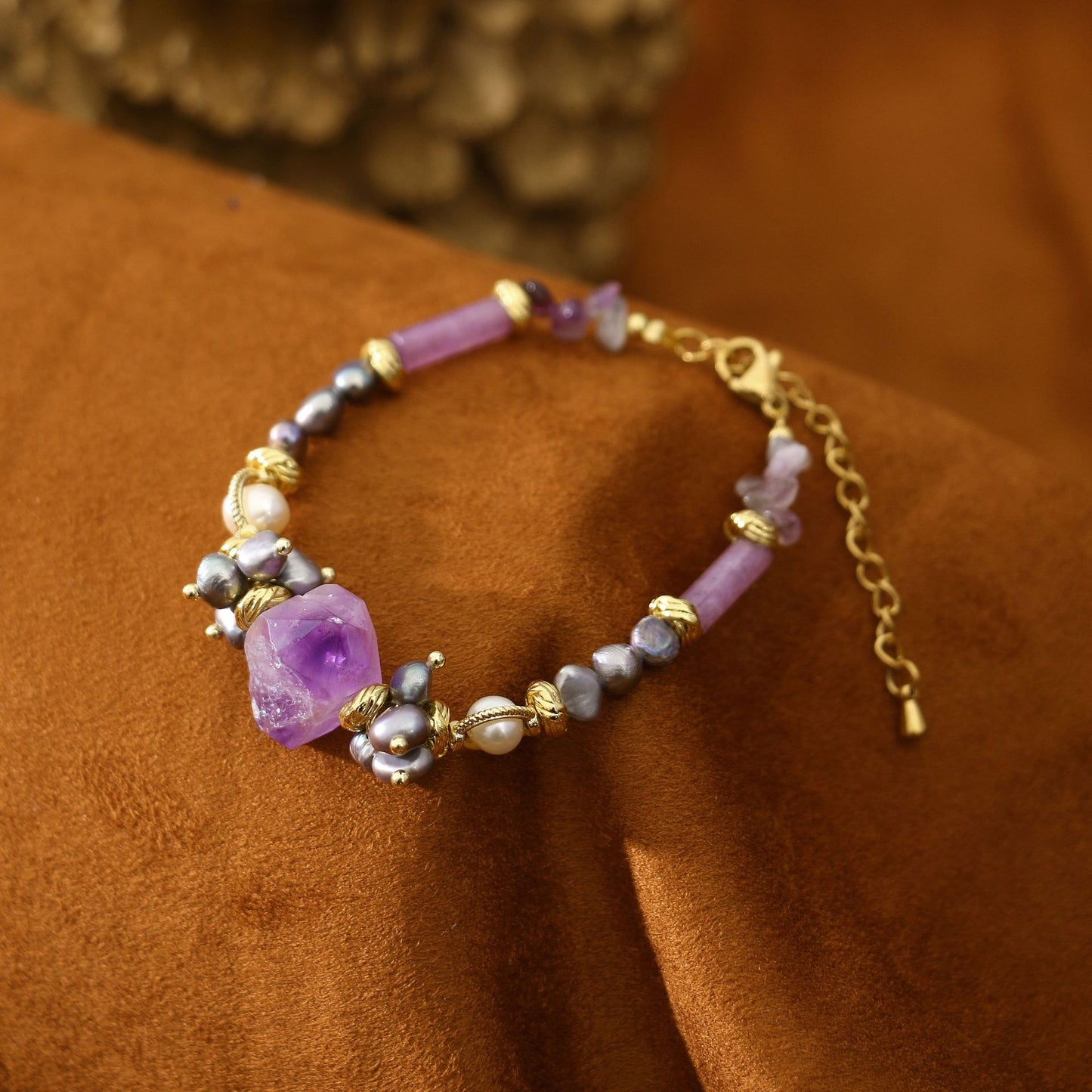 Grey Pearl Amethyst Pearl Bracelet