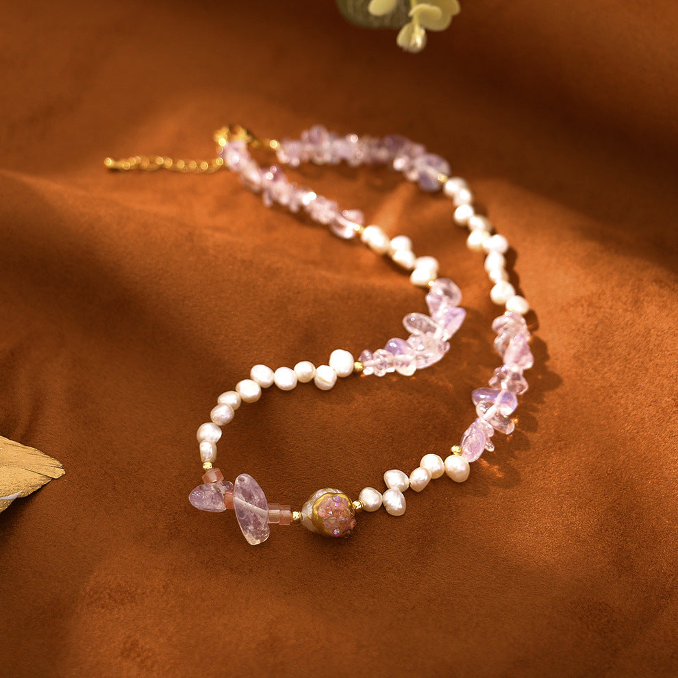 Powder Garnet Pearl Necklace