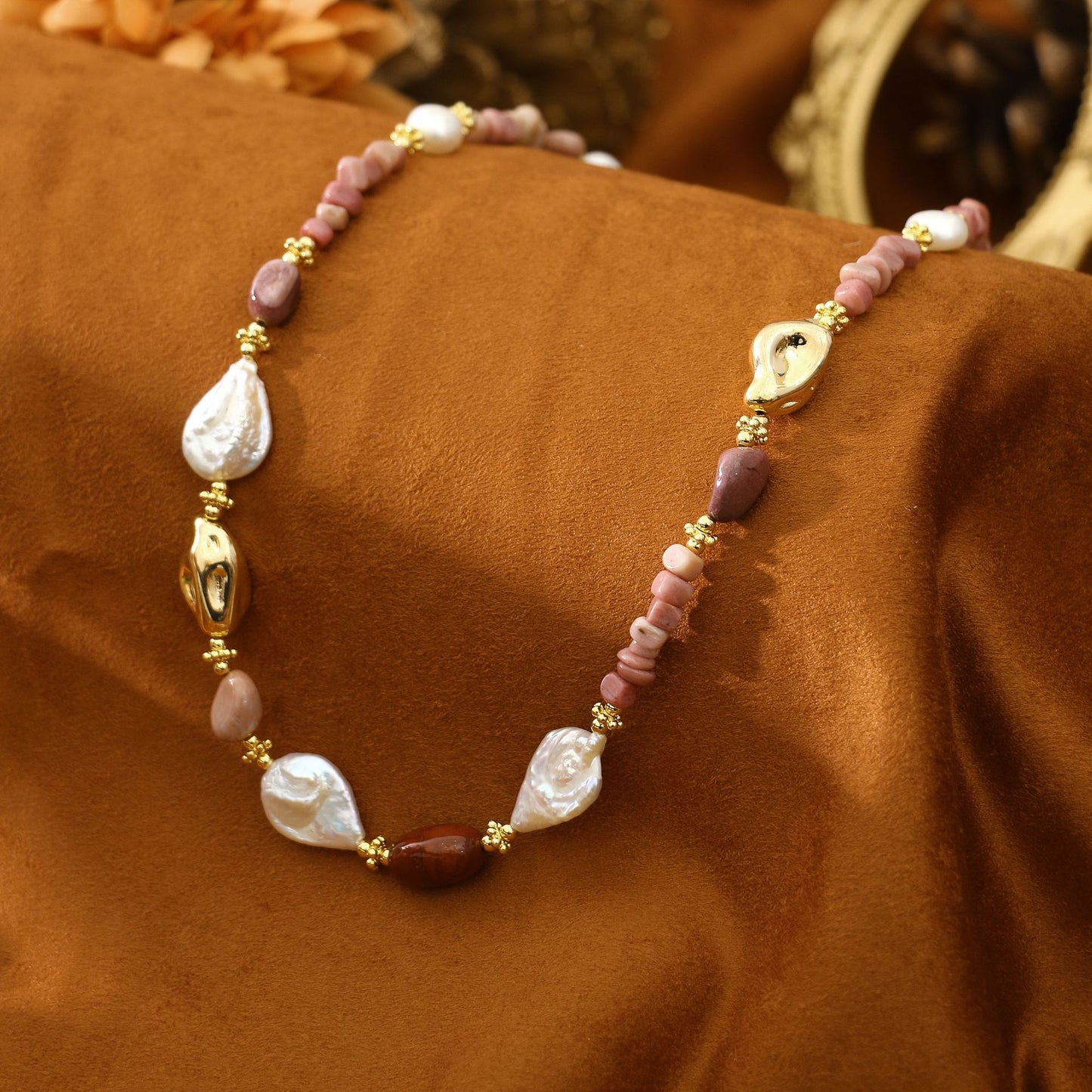 Rosestone Baroque Natural Pearl Necklace