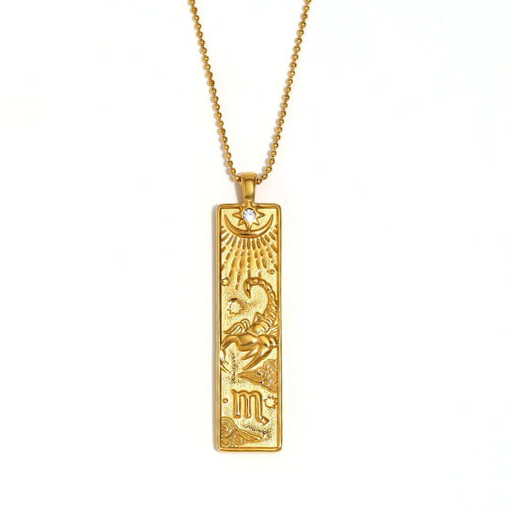 18K gold square 12 constellations necklace