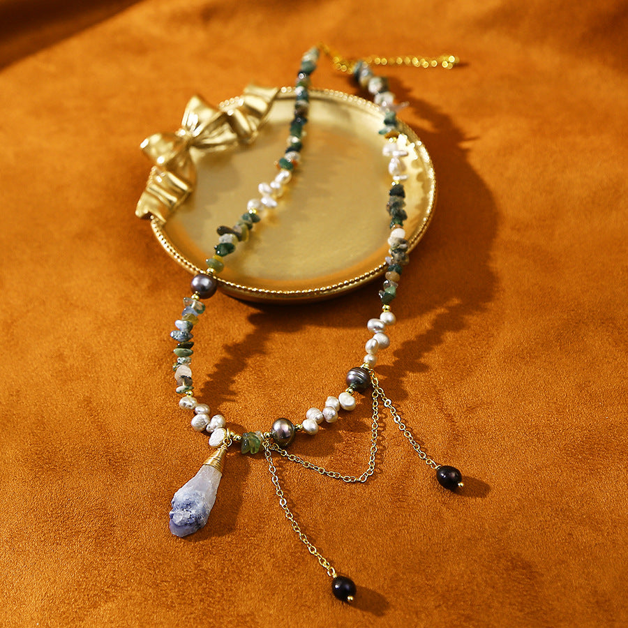 Rough Crystal Pearl Necklace