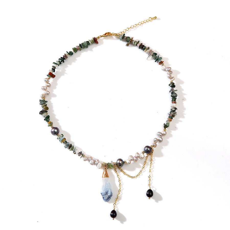 Rough Crystal Pearl Necklace