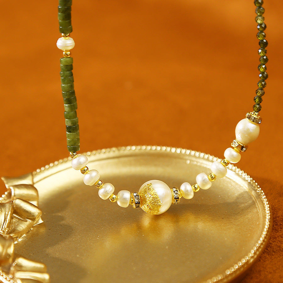 Green Dongling Pearl Necklace