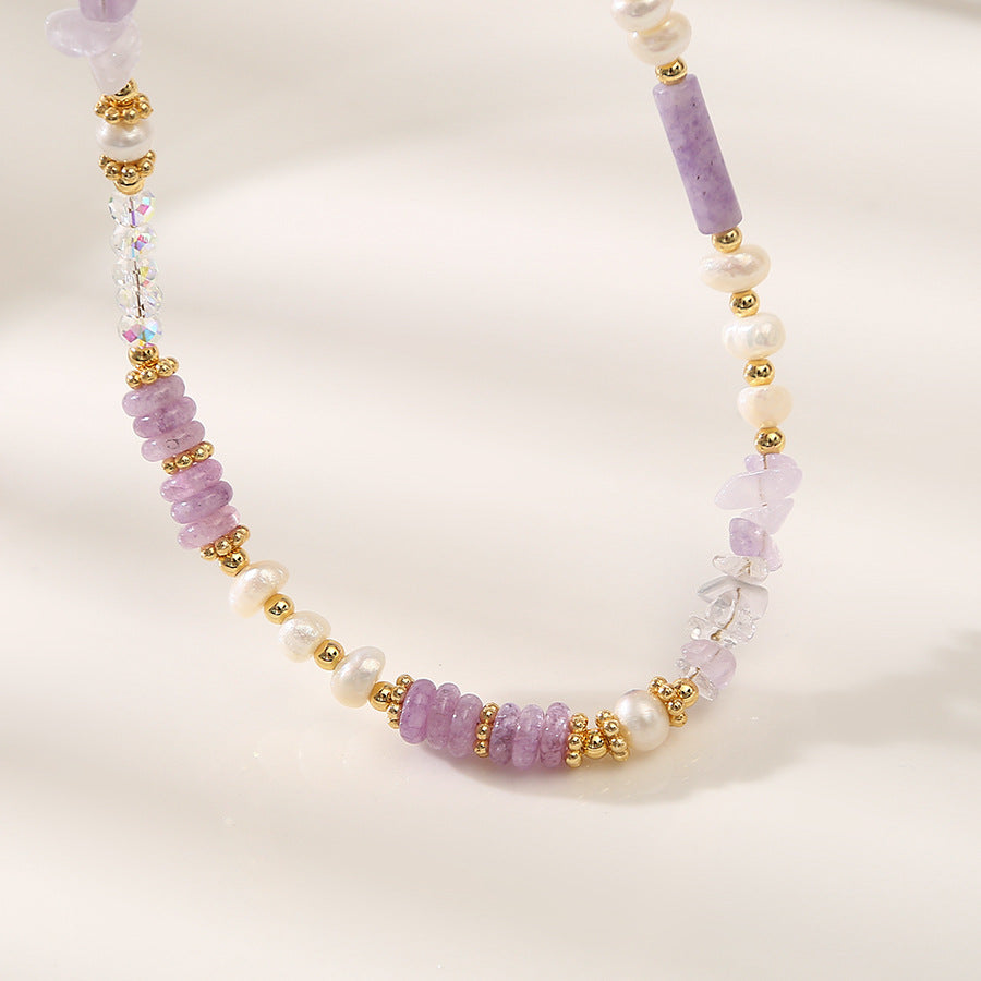 Amethyst Shell Purple Dongling Pearl Necklace