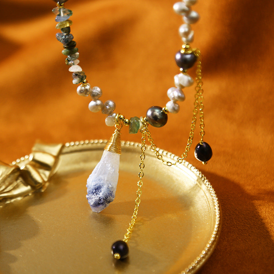 Rough Crystal Pearl Necklace