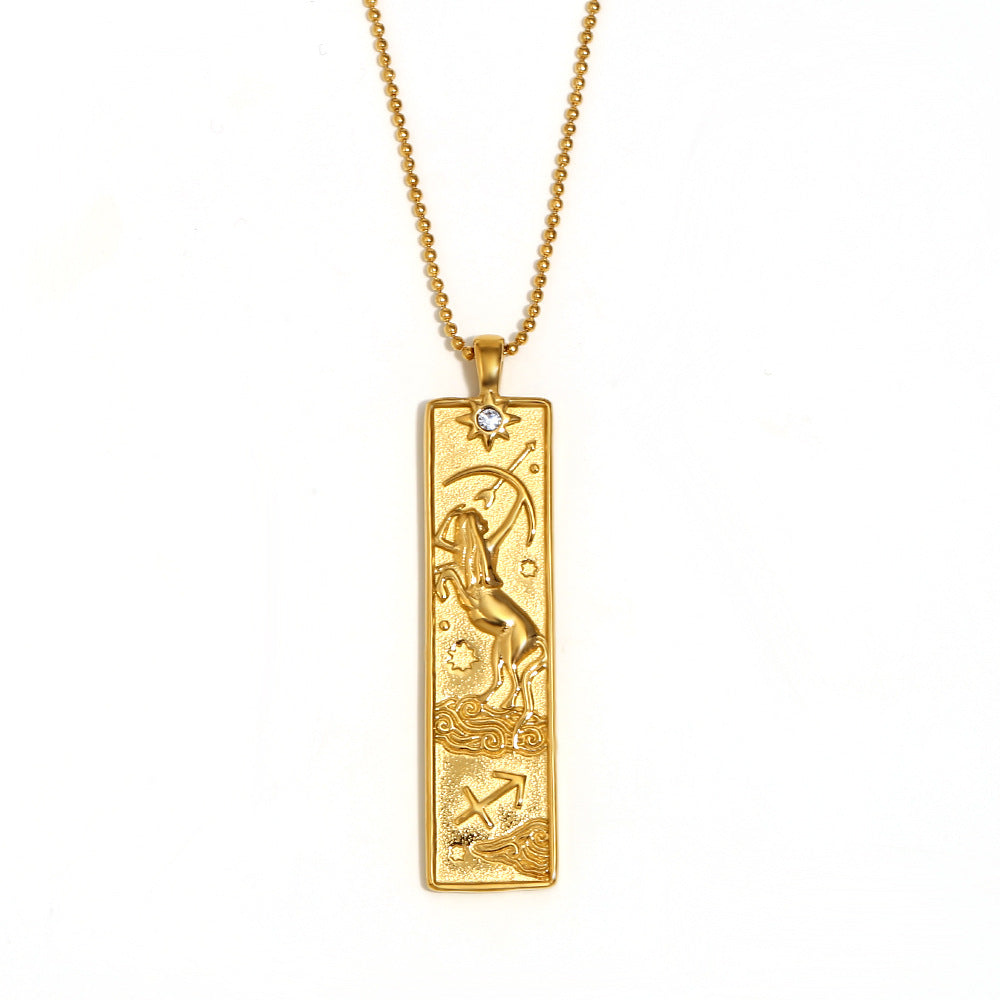 18K gold square 12 constellations necklace