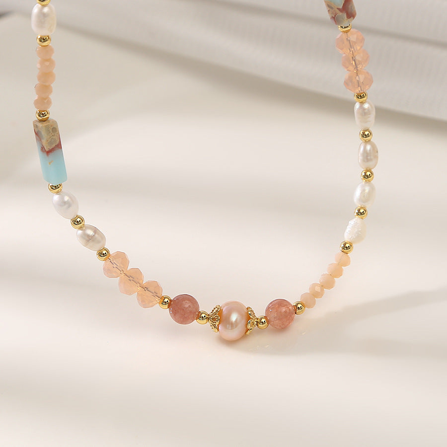 Zircon crystal natural pearl necklace