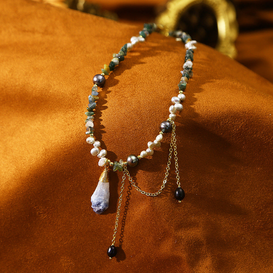 Rough Crystal Pearl Necklace