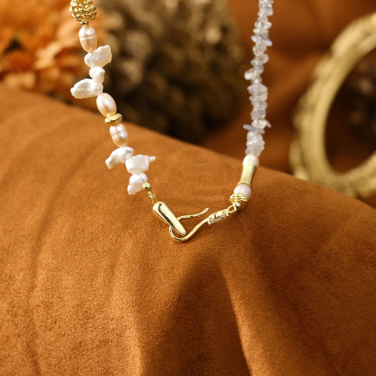 Moonstone Purple Pearl Necklace