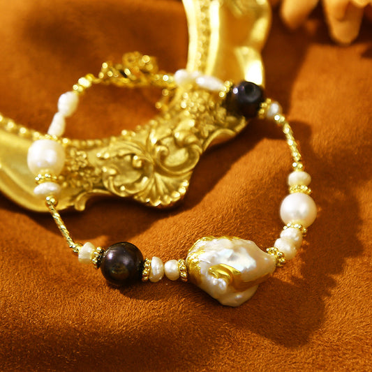 Hand painted Baroque pearl bracelet