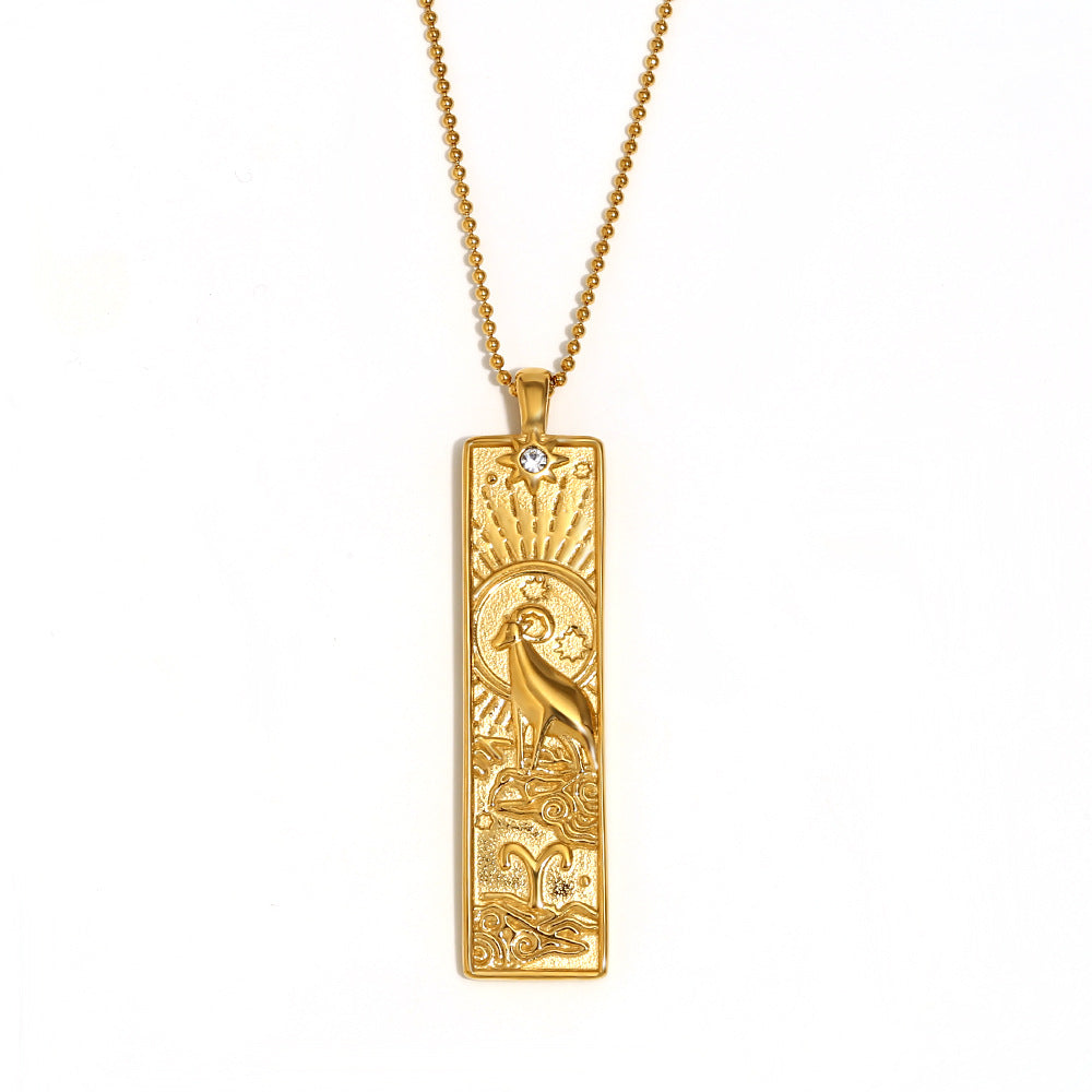 18K gold square 12 constellations necklace