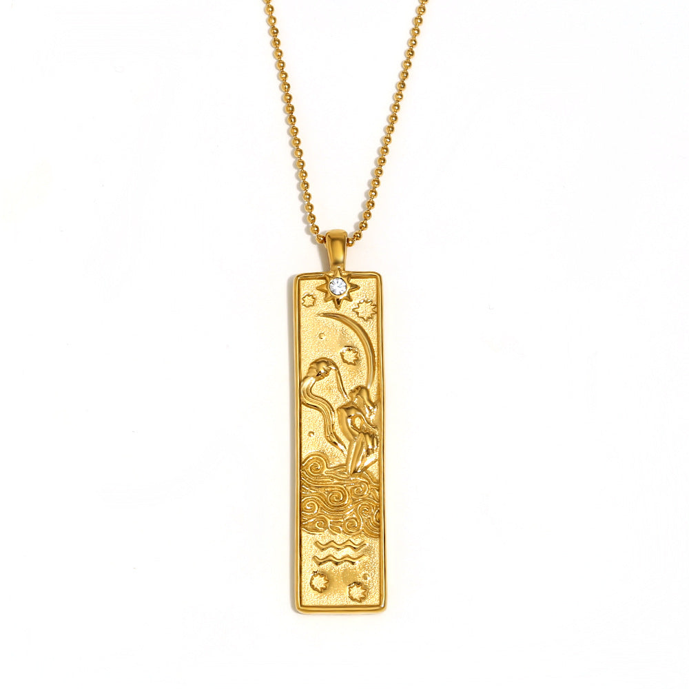 18K gold square 12 constellations necklace