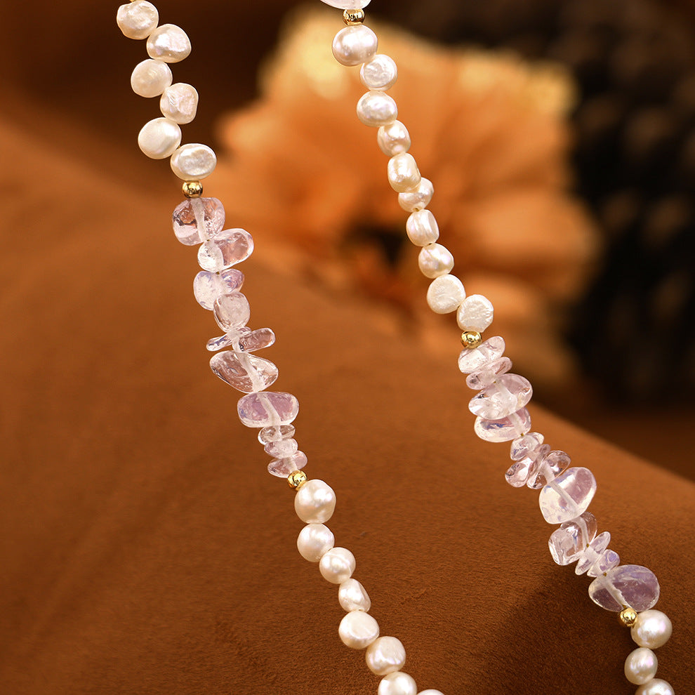 Powder Garnet Pearl Necklace