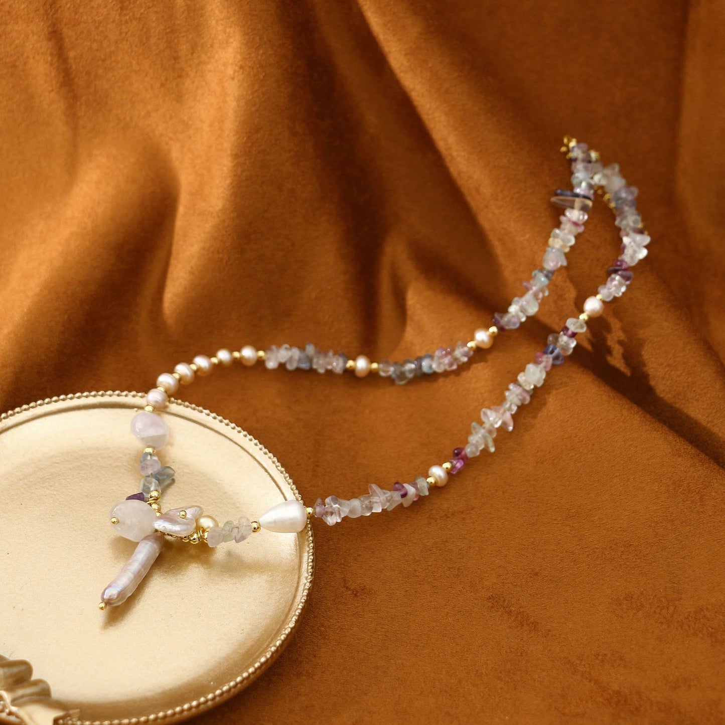 Pipa bead pearl necklace