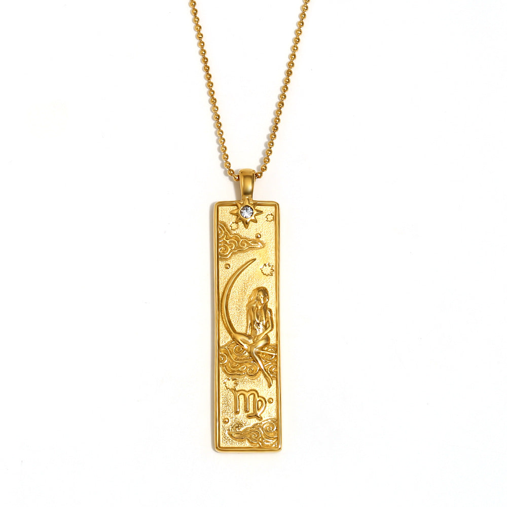 18K gold square 12 constellations necklace