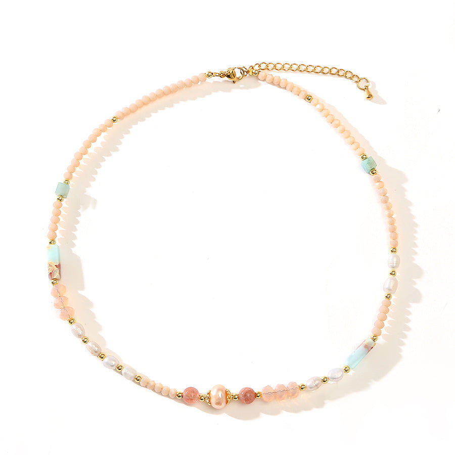 Zircon crystal natural pearl necklace