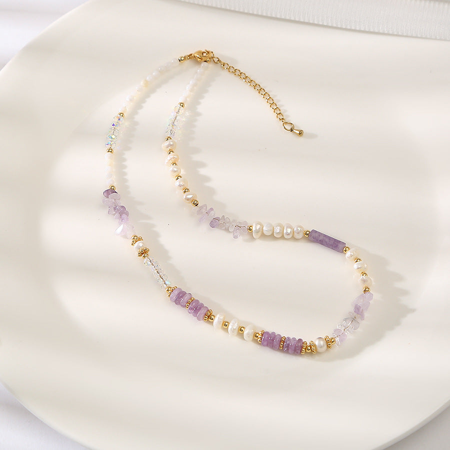 Amethyst Shell Purple Dongling Pearl Necklace