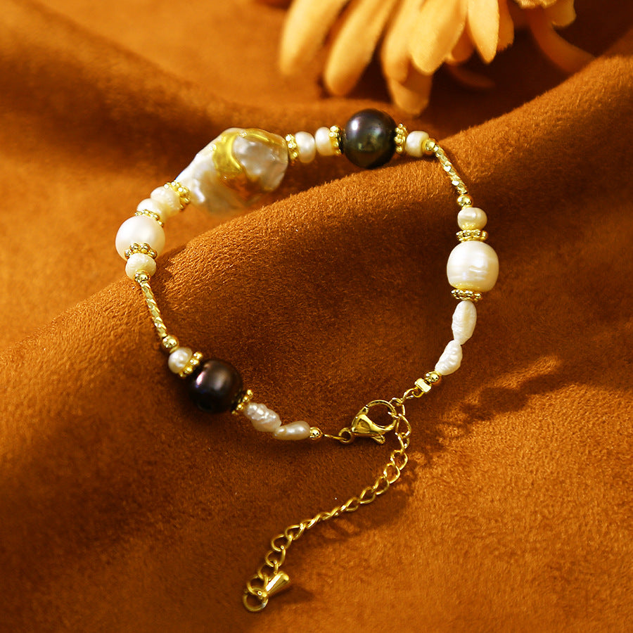 Hand painted Baroque pearl bracelet