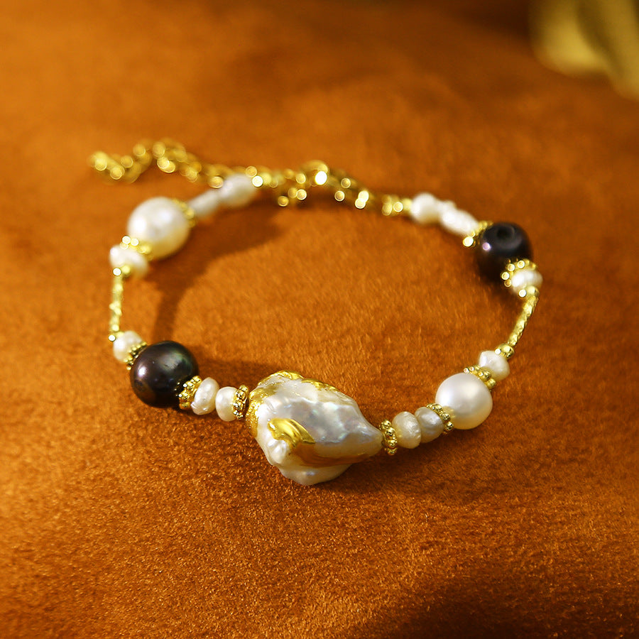 Hand painted Baroque pearl bracelet